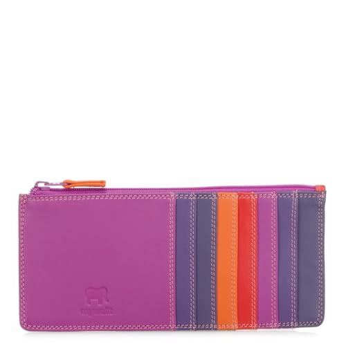 mywalit Leather Credit Card Holder | 15 Card Slots | ID Window & Zip Coin Pocket | Sangria Multi | Stylish & Compact Accessory for Men & Women | Perfect for Everyday Use