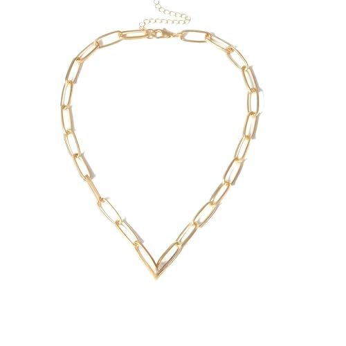 Collier pendentif médaillon punk femme chaîne creuse dorée au design de personnalité