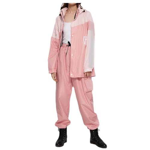 Reflective Set Raincoat Trousers for Adults Breathable Outdoor Rainwear for Men Women Short Sports Leggings Women's Cycling Jacket Functional Jacket Outdoor Jacket Transition Jacket, pink, L