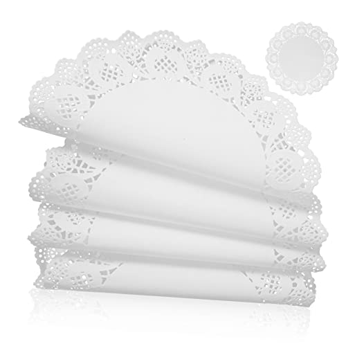 COLLBATH Lace Paper Doilies 100 Pack Round Paper Placemats for Baking for Cakes