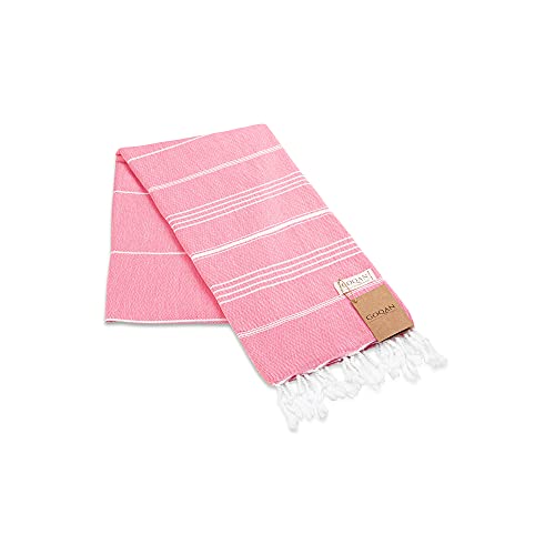 Realgrandbazaar Lucky Turkish Towels Beach Towels%100 Cotton - Pre Washed, No-Shrink, Quick Dry, Soft 39X71' Large Peshtemal, Turkish Towel, Set Can Be Made - Goqan (Pink) #TOP1