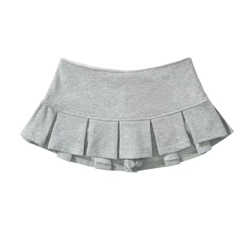 Jupe courte femme en tissu éponge gris clair taille basse plissée S