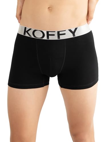 Image of KOFFY Men's Malleable Cotton Lycra Long Trunk with Minus Cutting Pouch and Moisture Wicking Properties