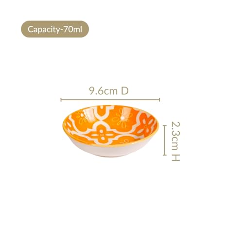 Image of Nestasia Set of 8 Small Ceramic Plates (70ml) | Vibrant, Microwave & Dishwasher Safe, Serving Dishes | Ideal for Appetizers, Dips, Condiments, Prasad, Desserts, Sweets, Snacks and Gifting