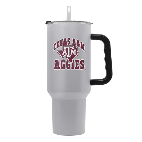 Logo Brands NCAA Stone Texas A&M Aggies Athletic 40 oz Tumbler - Powder Coat Finish with Handle, Keeps Drinks Cold for Hours – Ideal for Tailgating, Sports, Work, and Everyday