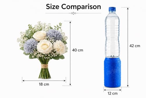 Image of Divyakosh Artificial Flowers for Home Decoration, Flora for Decor | Artificial Flowers for Vase (VASE NOT Included) Home Decor Items, Artificial Grey Dahlia & Rose Flowers Bunch for Vase |