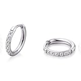 Limerencia ピアス チタン フープ メンズ レディース リング より低刺激サージカルタイプ ピアス チタンピアス 金属アレルギー対応 両耳用 イヤリング(White,8mm)