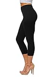 Premium Ultra Soft Capri Leggings - High Waist - Regular and Plus Size - 15 Colors by Conceited (One Size (0 - 12), Black)