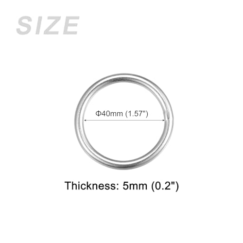 METALLIXITY 316 Edelstahl Stahl O Ringe (40x5mm) 6Stk Geschweißt Rund Ring - für Seile Hängende Objekte