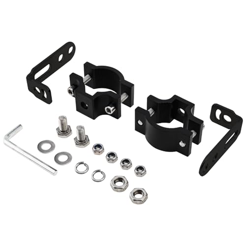 Windance 2pcs Light Bar Mounting Bracket 18.5-27mm/0.72-1.06 inch Aluminum Auxiliary Spotlight Tube Clamp Holder for Motorcycle Scooter Pit Bike ATV UTV Front Fork Bumper Roll Bar Roof Rack (Black) - Thumbnail 7