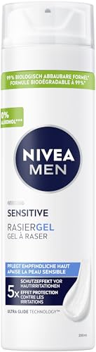 NIVEA MEN Sensitive Rasiergel für Männer, Rasiergel mit Kamille, Vitamin E & Provitamin B5 für eine sanfte Rasur, schützende Formel gegen Hautirritationen (100 ml)