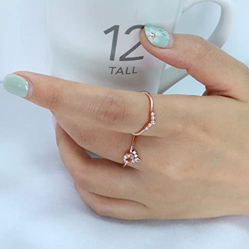 925 Sterling Silver Rings For Women - Rose Gold Plated Cz Rings Simulated Diamond Stackable Eternity Bands Rings For Women, 2 Piece O Rings Set Stacking Ring Gift For Her (Rose Gold #6) #TOP4