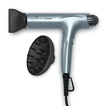 Olivia Garden SuperHP High Performance Professional Hair Dryer with high Quality Long Lasting brushless Motor Include 3 Free Styling Brushes