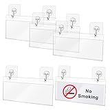 NBEADS 15 Stück Acryl Fensterschildhalter Set Mit 10 Klebehaken, 22,3x10,4 cm Klar PVC Acryl Etikettenhalter, Bohrlos Für Schaufenster Menüanzeige An Glastüren Cafe Einzelhandel Öffnungszeiten