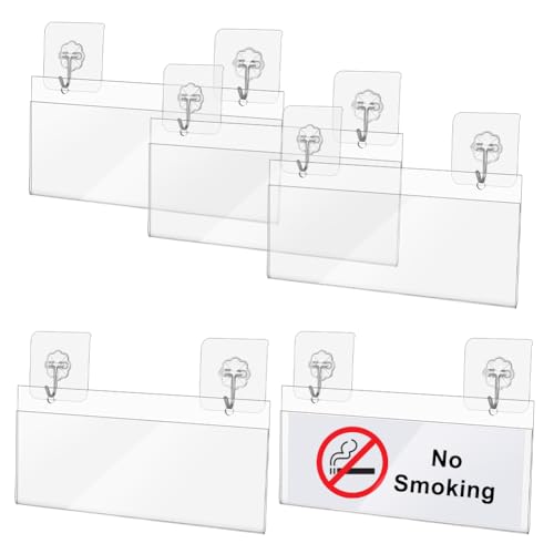 NBEADS 15 Stück Acryl Fensterschildhalter Set Mit 10 Klebehaken, 22,3x10,4 cm Klar PVC Acryl Etikettenhalter, Bohrlos Für Schaufenster Menüanzeige An Glastüren Cafe Einzelhandel Öffnungszeiten