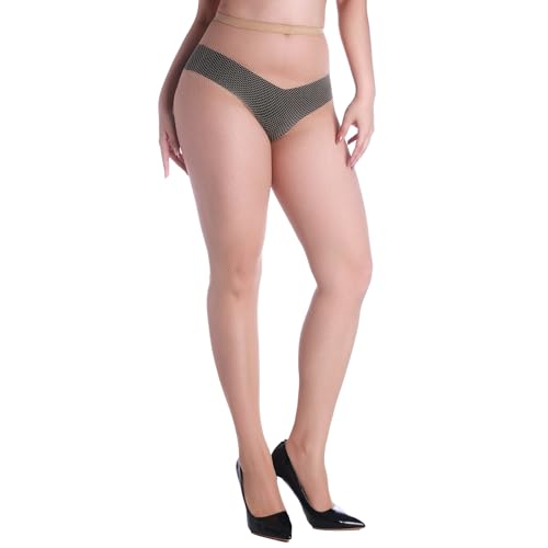 Image of Women High Waisted Fishnet Tights Footed Stockings Plus Size Stretchy Pantyhose