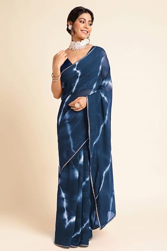 Image of MIRCHI FASHION Women Saree Shibori Print Chiffon | Elegant Festive and Functional Sari for All-Day Comfort with Matching Blouse