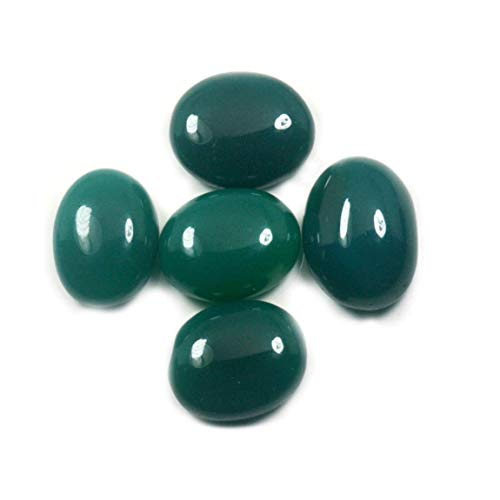Onyx vert naturel lot de 5 cabochons ovales 15 à 45 carats pour création bijoux