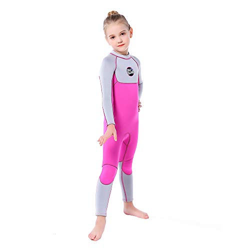 ILAVSUN Roupa de mergulho infantil para meninas - 3 mm neoprene térmica corpo inteiro roupas molhada