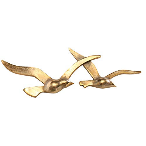 Whw Whole House Worlds Americana Flying Birds Metal Wall Decor Art, 3 Birds, 2 Piece Set, Handcrafted, Cast Of Fine Gold Aluminum, Bas-Relief, 15.25 Inches Wide And 13.25 Inches Wide. #TOP3