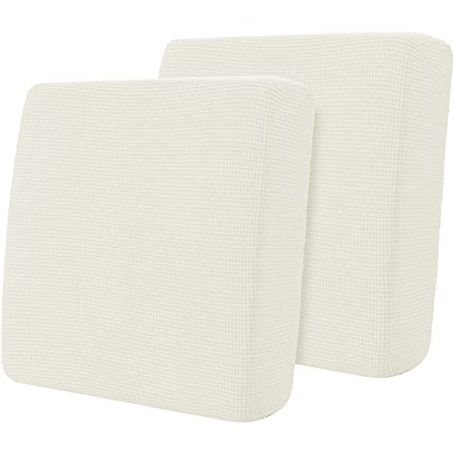 Hokway Stretch Couch Cushion Slipcovers Reversible Cushion Replacement Slipcovers Sofa Cushion Covers(Creamy White, 2)