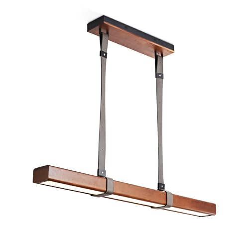 LED Pendelleuchte Esstisch Dimmbare 100cm/35W, Moderne Hängeleuchte Holz Mit Fernbedienung, 3000K-6000K, Lineare Pendelleuchten LED Hängelampe, Schwarz Kronleuchter Lampe für Esstisch Esszimmer