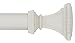 Ivilon Decorative Window Curtain Rod - Carved Square Finials, 1 1/8 in Rod, 48 to 86 in. White/Ivory