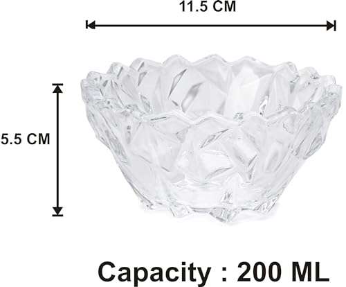 Image of AFAST Multi-Purpose Tableware Snack /Veritable Serving Bowl Set of 6, Glass, Clear, Round (BowlT-H6)