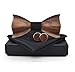 Elfeves Novelty Wood Bow Tie Handmade Groom Groomsman Pre-tie Bowtie Pocket Square and Men's Cufflinks Set with Gift Box (One Size, Chic Wood+Black Pocket Square)