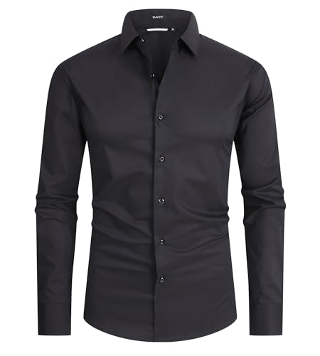 Alex Vando Mens Dress Shirt Easy Care Slim Fit Long Sleeve Cotton Stretch Button Down Shirt