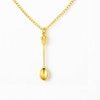 Mini cucchiaio ciondolo ciondolo con collana, dosatore color argento, 45 cm, catena Sniffer Snorter Snuff Snorter Powder Cucchiaio Smoking Accessori Varie Varianti/Colore (Argento/Peace