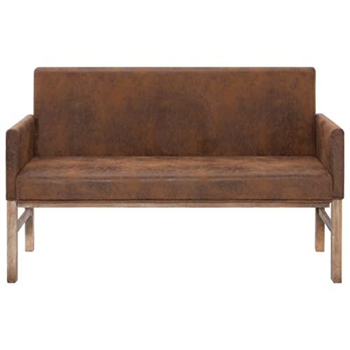 Banc avec accoudoirs 140 cm aspect daim et rangement