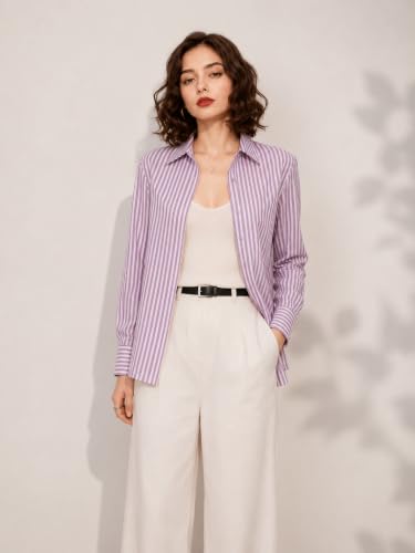 Image of Women Shirt||Women Relaxed Fit Vertical Striped Spread Collar Cotton Casual Shirt (S-12-19)