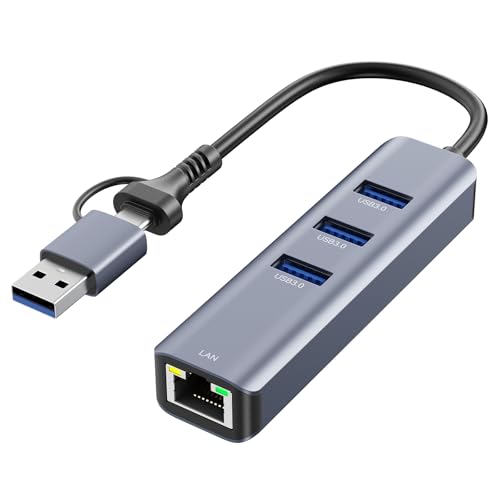 USB to Ethernet Adapter, ABLEWE USB 3.0/USB C to RJ45 Network Internet 2.5Gbps, Compatible with MacBook/Pro/Air, iPhone 15/16 Pro/Max, iPad Pro, Surface Pro, Windows 11/10/8/7, MacOS, Chromebook