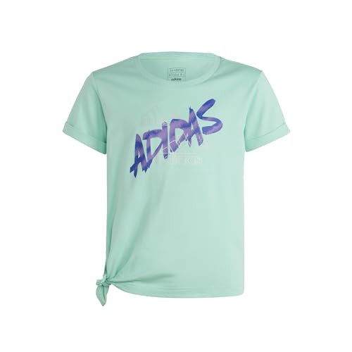 adidas Fille Dance Knotted Tee, Easy Green/Silver Metallic, 9-10 Years