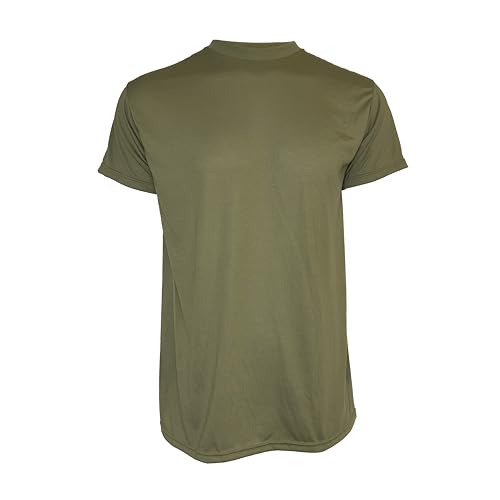 Pinnacle Mercantile Moisture-Wicking Crew Neck T-Shirt Made in USA Tan 499 100% Polyester Undershirt Multipack for Military Airsoft Tactical Survival Exact US Military Specs Single Pack