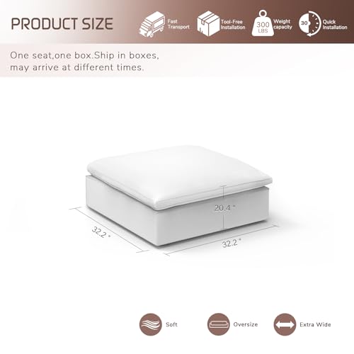 Image of Oversize Cloud Modular Sectional Sofa,Chaise Down Filled Comfort Sofa Detachable Couch Cushion Covers for Living Room Apartment,White