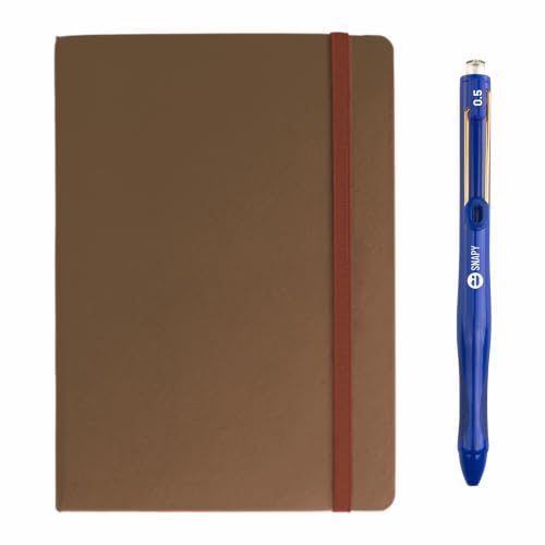 Image of Anupam Fluct A5 Ruled Journal + Snapy 0.5mm Gel Pen Combo | 160 Pages | 80 GSM Acid-Free Paper | Lay-Flat Hardcover | Waterproof Quick-Dry Ink | Writing Kit for Office & Daily Journaling (Brown)