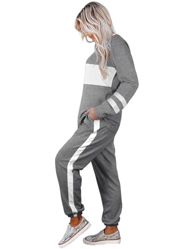 Image of Aloodor Sweatsuit for Women 2 Piece Outfits for Womens Crewneck Sweatshirts Pullover