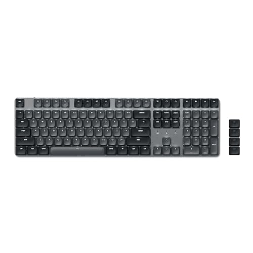Satechi SM3 Mechanical Keyboard for Mac and Windows, 108 Keys Full Size with White LED Backlit, Wired and Bluetooth for Mac and Windows - Dark Gray/Gray