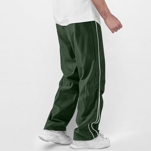 Men Lightweight Sweatpants Straight Leg Streetwear Casual Elastic Waist Parachute Pant Side Stripes Athletic Trouser2