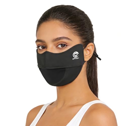 Image of SANNIDHI Face Cover Mask for Women UPT 50+ Protection Summer Driving Face Mask with Adjustable Ear Loops Mesh Breathable Masks - Reuseable & Washable