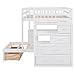 RuiSiSi Full Over Twin Bunk Bed with Stairs & Desk, Solid Wood Loft Bed with Storage Shelves and Drawers, Stairway Bunk Beds with Desk and Storage for Kids Teens Adults, White