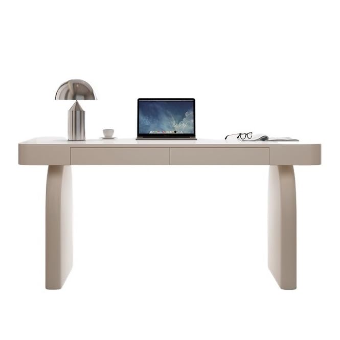 Scrivania ufficio classica Scrivania for laptop in legno massello for ufficio domestico, scrivania moderna e semplice bianca con cassetti, tavolo consolle for trucco per scrivere(M)