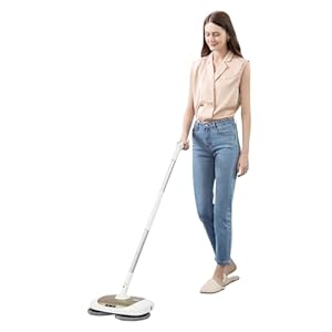 Schnurloser Elektrischer Mopp mit 40W Doppelmotor, 400ml Wassertank Reinigungseimer, 150u/min Kabellos Elektrischer Mopp Bodenwischer für effiziente Bodenreinigung auf Fliesen Holzböden, Gold