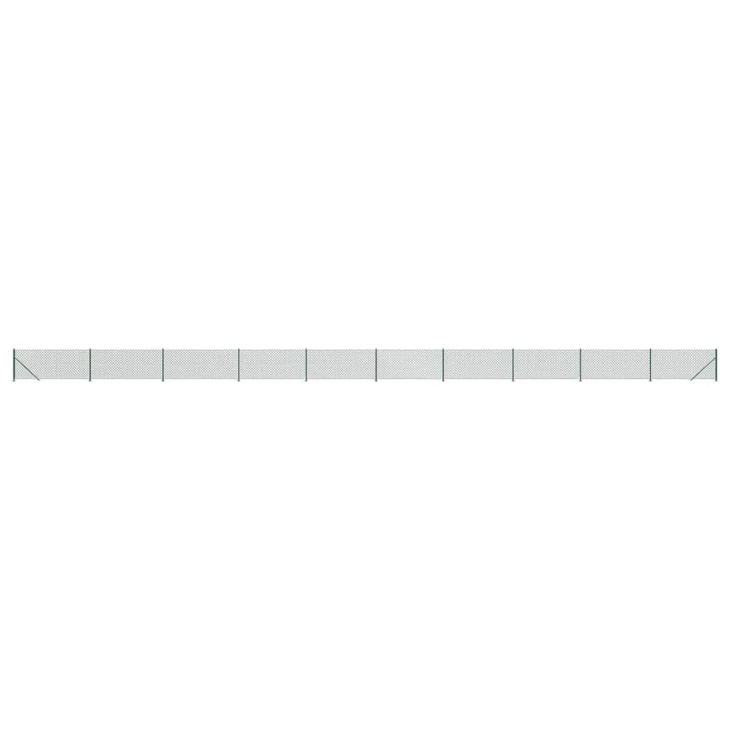 Chain Link Fence with Floor Flange Green 1.1x25 m Galvanised Steel PVC Coated Security Barrier Animal Enclosure Kit