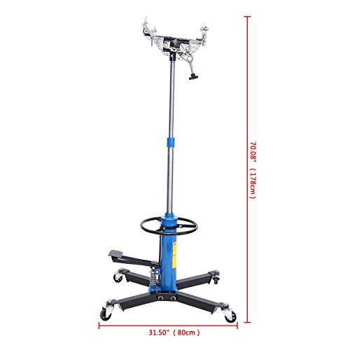 Honhill 2 Stage 1100Lbs Telescopic Transmission Jack With Pedal 360° Swivel Wheel Lift Hoist Adjustable Height Hydraulic Jack #TOP1