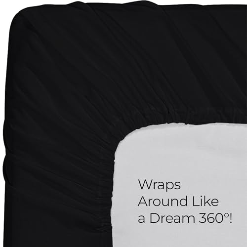 Image of Utopia Bedding Twin Fitted Sheet - Bottom Sheet - Deep Pocket - Soft Microfiber - Shrinkage and Fade Resistant - Easy Care -1 Fitted Sheet Only (Black)