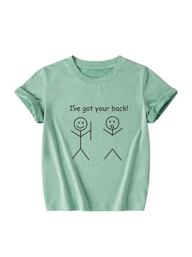 SweatyRocks Girl's Cartoon Letter Print T Shirt Short Sleeve Crew Neck Graphic Tees