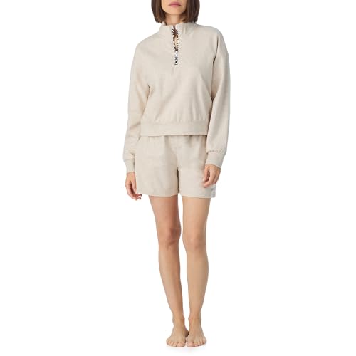 DKNY Matching 2 Piece 1/4 Zip Sweatshirt & Shorts Lounge Sets for